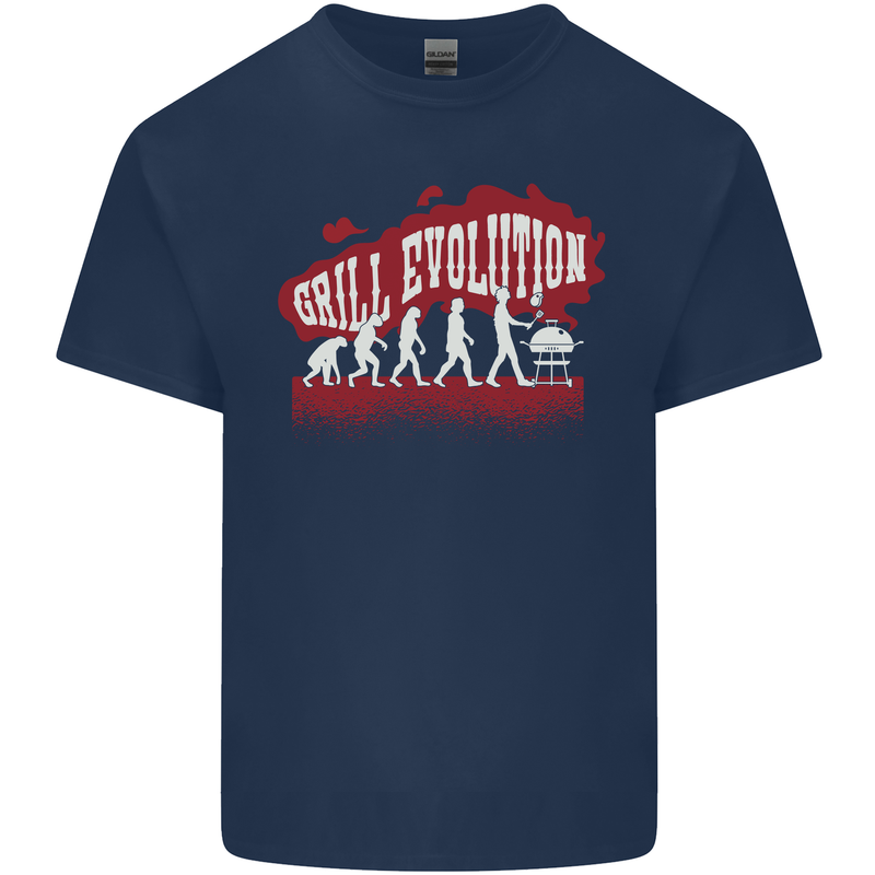 Grill Evolution Funny BBQ Kids T-Shirt Childrens Navy Blue