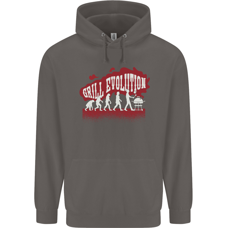 Grill Evolution Funny BBQ Mens 80% Cotton Hoodie Charcoal