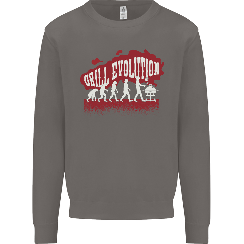 Grill Evolution Funny BBQ Mens Sweatshirt Jumper Charcoal
