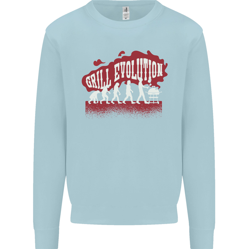 Grill Evolution Funny BBQ Mens Sweatshirt Jumper Light Blue