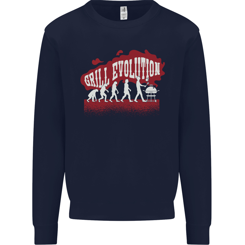 Grill Evolution Funny BBQ Mens Sweatshirt Jumper Navy Blue