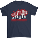 Grill Evolution Funny BBQ Mens T-Shirt 100% Cotton Navy Blue