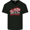 Grill Evolution Funny BBQ Mens V-Neck Cotton T-Shirt Black