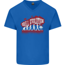 Grill Evolution Funny BBQ Mens V-Neck Cotton T-Shirt Royal Blue