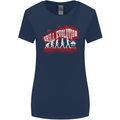 Grill Evolution Funny BBQ Womens Wider Cut T-Shirt Navy Blue