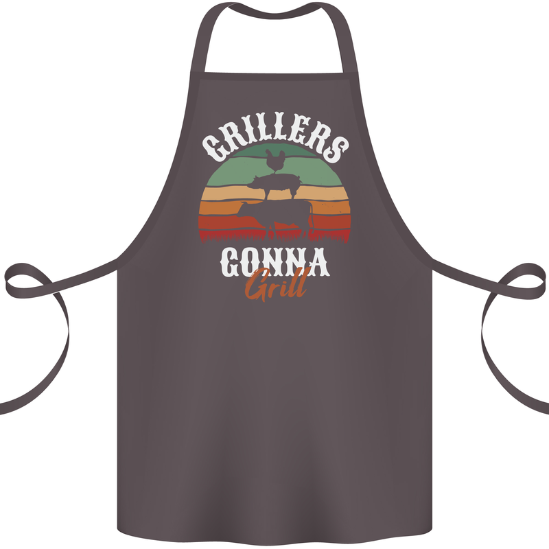 Grillers Gonna Grill BBQ Food Cotton Apron 100% Organic Dark Grey