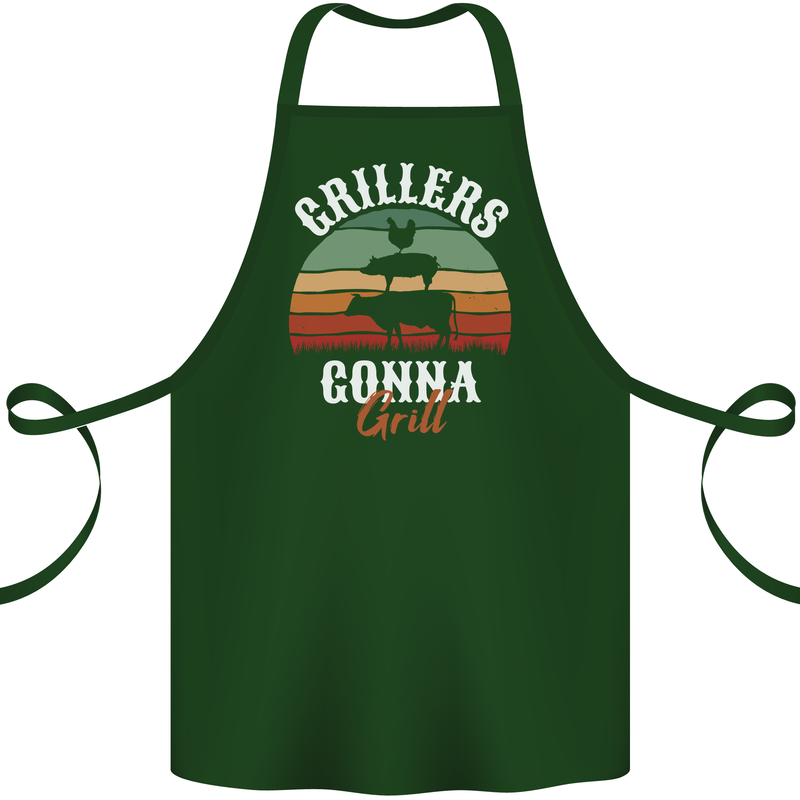 Grillers Gonna Grill BBQ Food Cotton Apron 100% Organic Forest Green