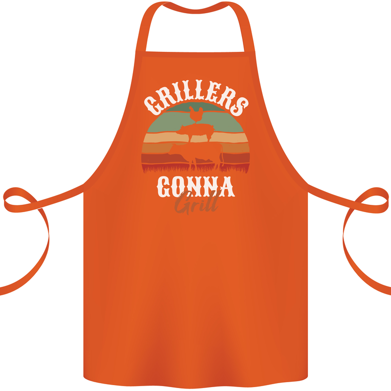 Grillers Gonna Grill BBQ Food Cotton Apron 100% Organic Orange