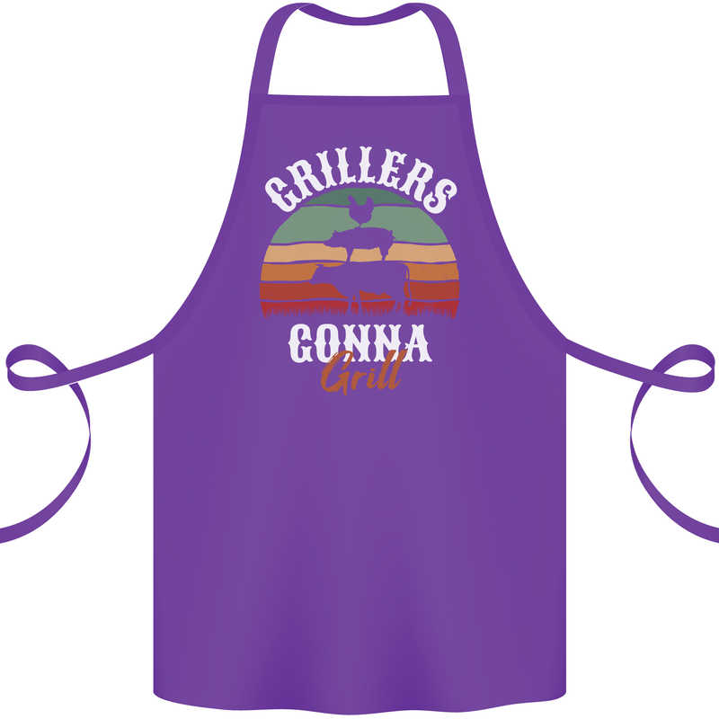 Grillers Gonna Grill BBQ Food Cotton Apron 100% Organic Purple