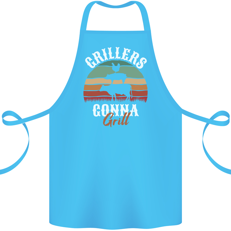 Grillers Gonna Grill BBQ Food Cotton Apron 100% Organic Turquoise