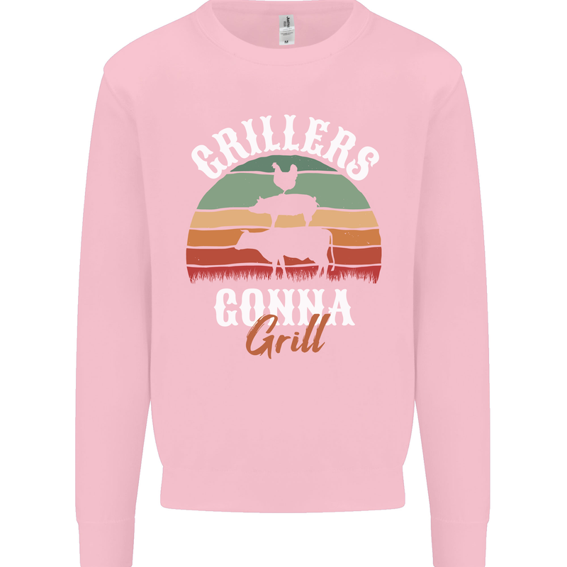Grillers Gonna Grill BBQ Food Kids Sweatshirt Jumper Light Pink