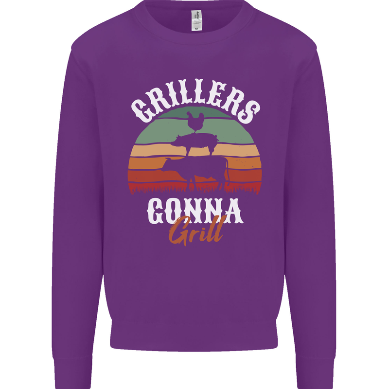 Grillers Gonna Grill BBQ Food Kids Sweatshirt Jumper Purple