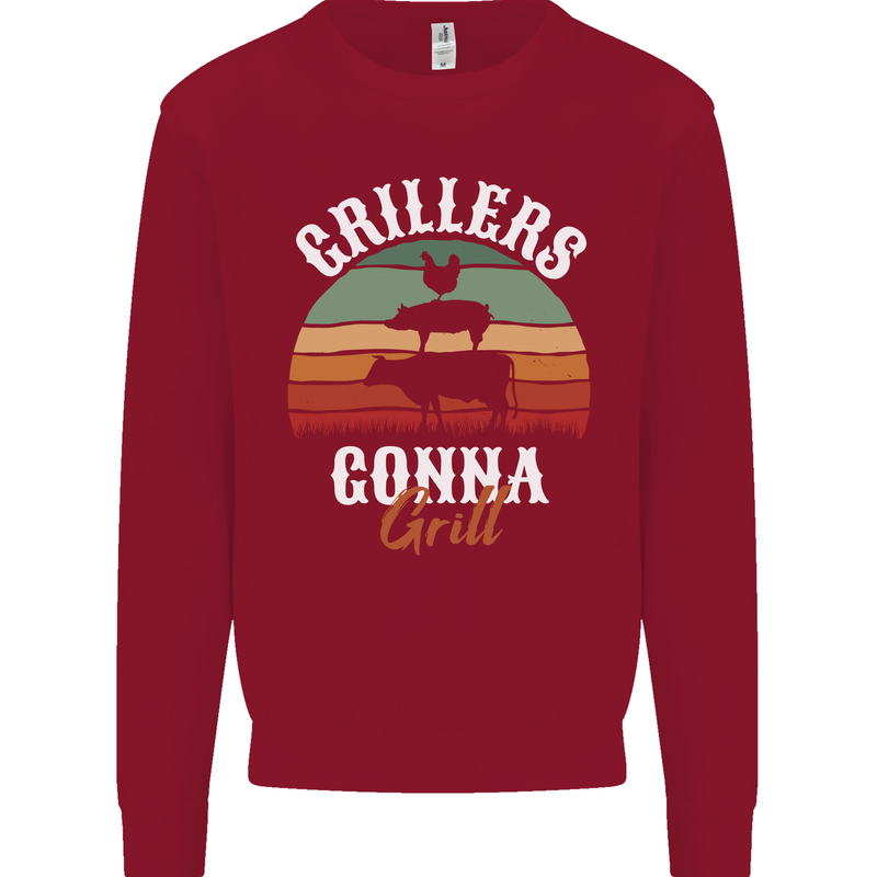 Grillers Gonna Grill BBQ Food Kids Sweatshirt Jumper Red
