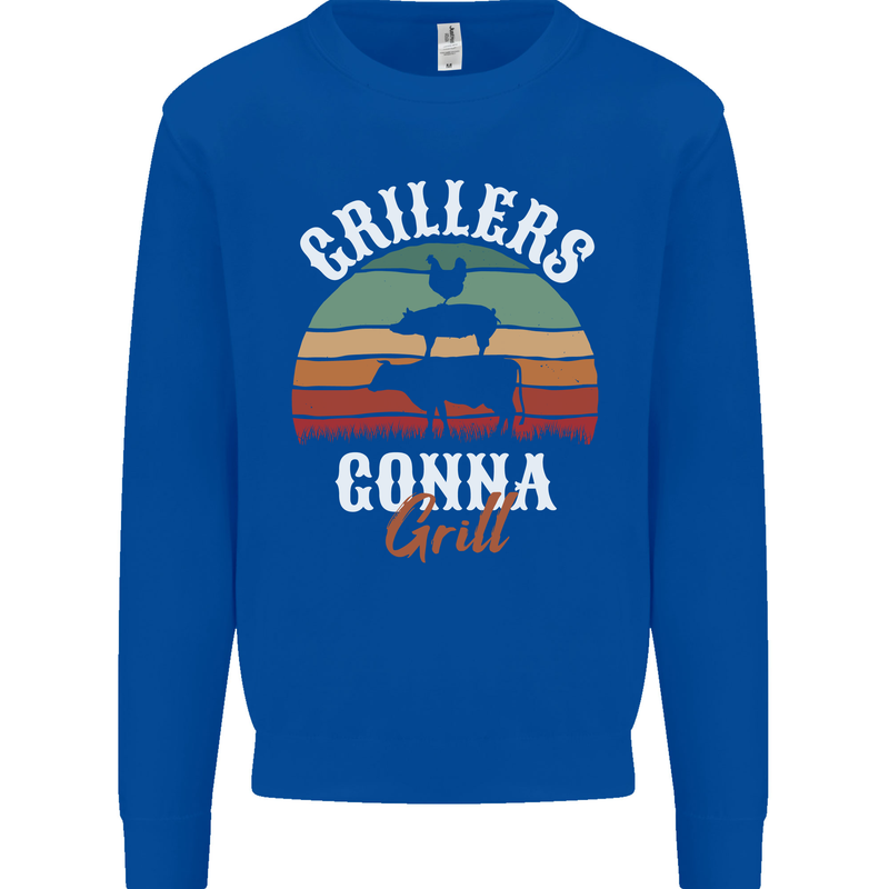 Grillers Gonna Grill BBQ Food Kids Sweatshirt Jumper Royal Blue