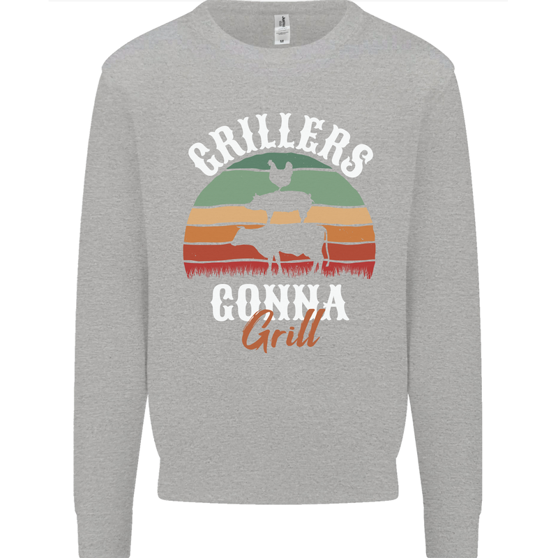 Grillers Gonna Grill BBQ Food Kids Sweatshirt Jumper Sports Grey