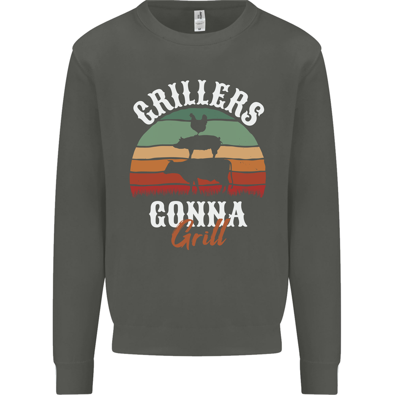 Grillers Gonna Grill BBQ Food Kids Sweatshirt Jumper Storm Grey