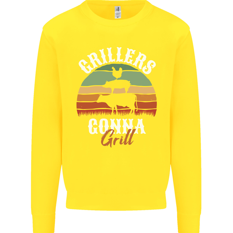Grillers Gonna Grill BBQ Food Kids Sweatshirt Jumper Yellow