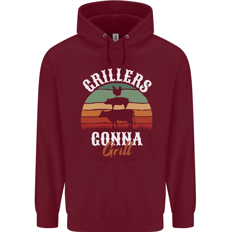 Grillers Gonna Grill BBQ Food Mens 80% Cotton Hoodie Maroon