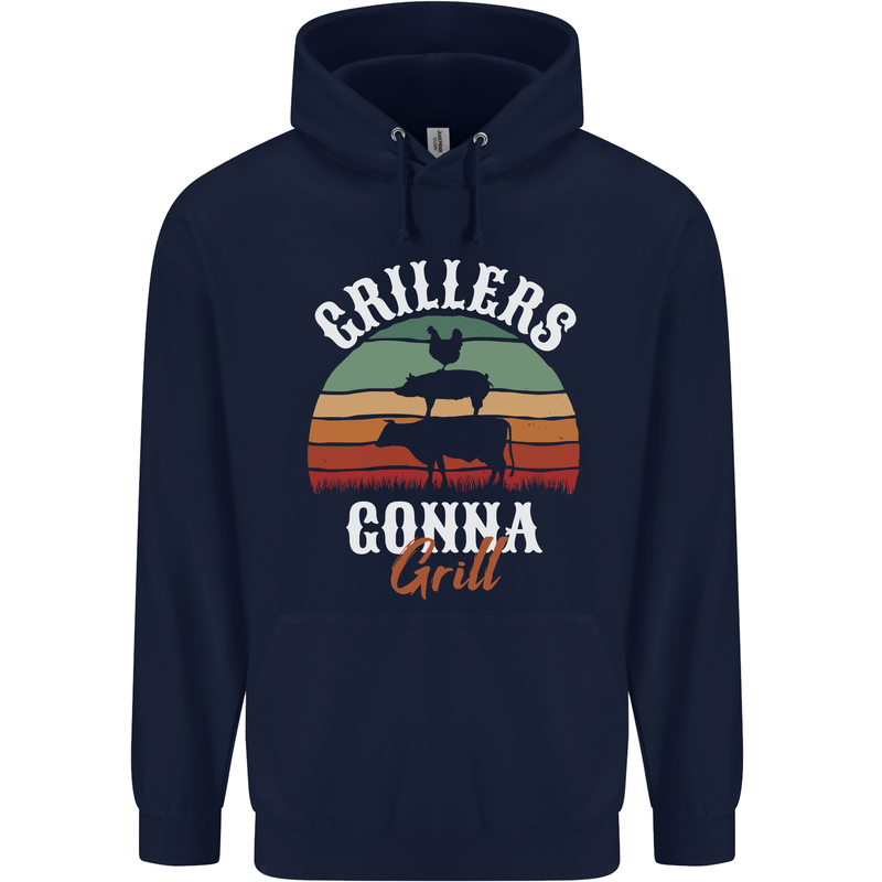 Grillers Gonna Grill BBQ Food Mens 80% Cotton Hoodie Navy Blue