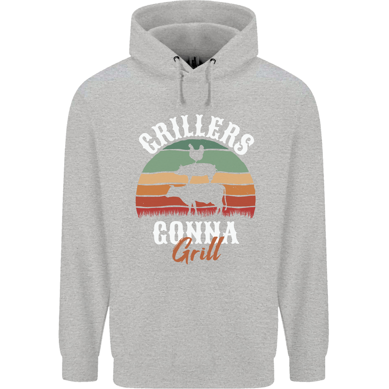 Grillers Gonna Grill BBQ Food Mens 80% Cotton Hoodie Sports Grey