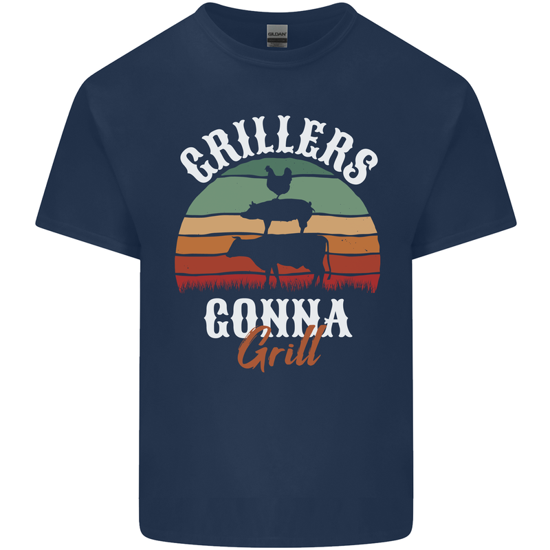 Grillers Gonna Grill BBQ Food Mens Cotton T-Shirt Tee Top Navy Blue