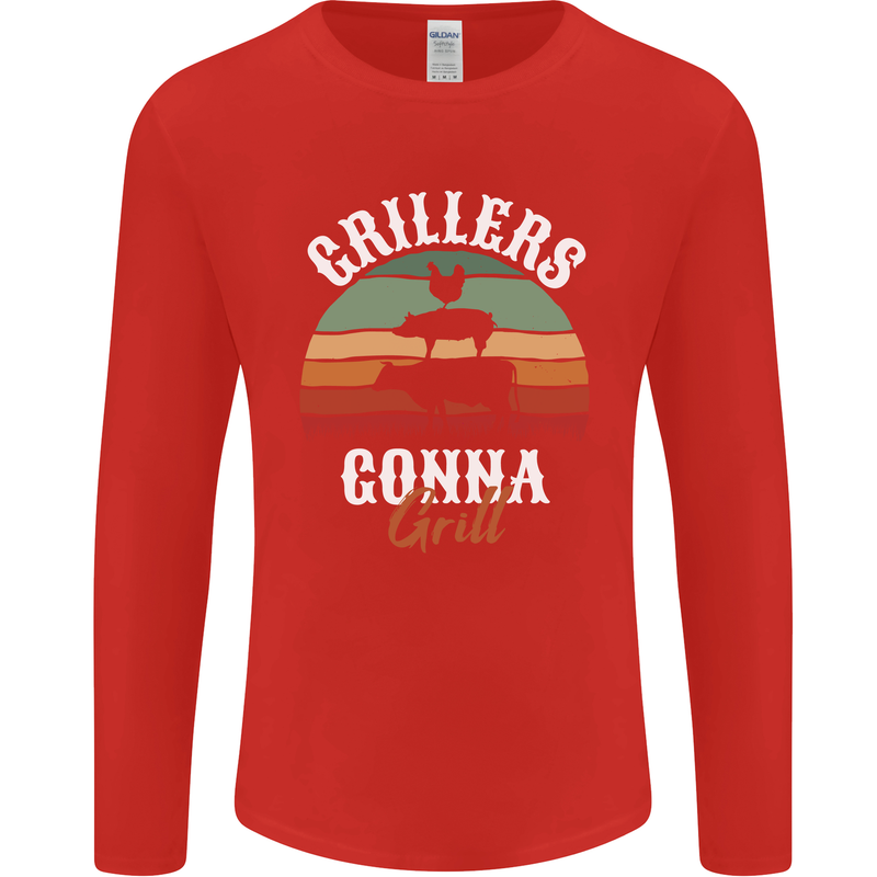 Grillers Gonna Grill BBQ Food Mens Long Sleeve T-Shirt Red