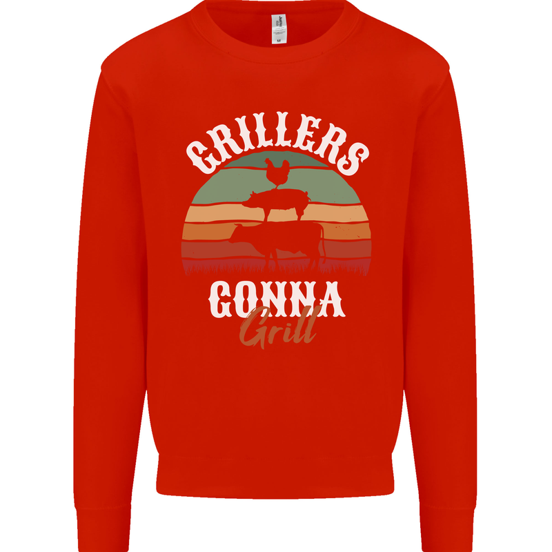 Grillers Gonna Grill BBQ Food Mens Sweatshirt Jumper Bright Red