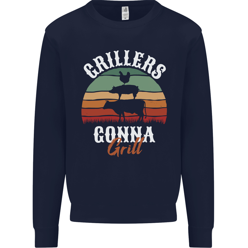 Grillers Gonna Grill BBQ Food Mens Sweatshirt Jumper Navy Blue