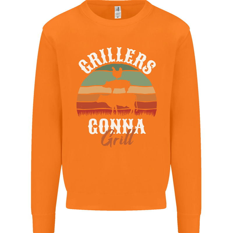 Grillers Gonna Grill BBQ Food Mens Sweatshirt Jumper Orange