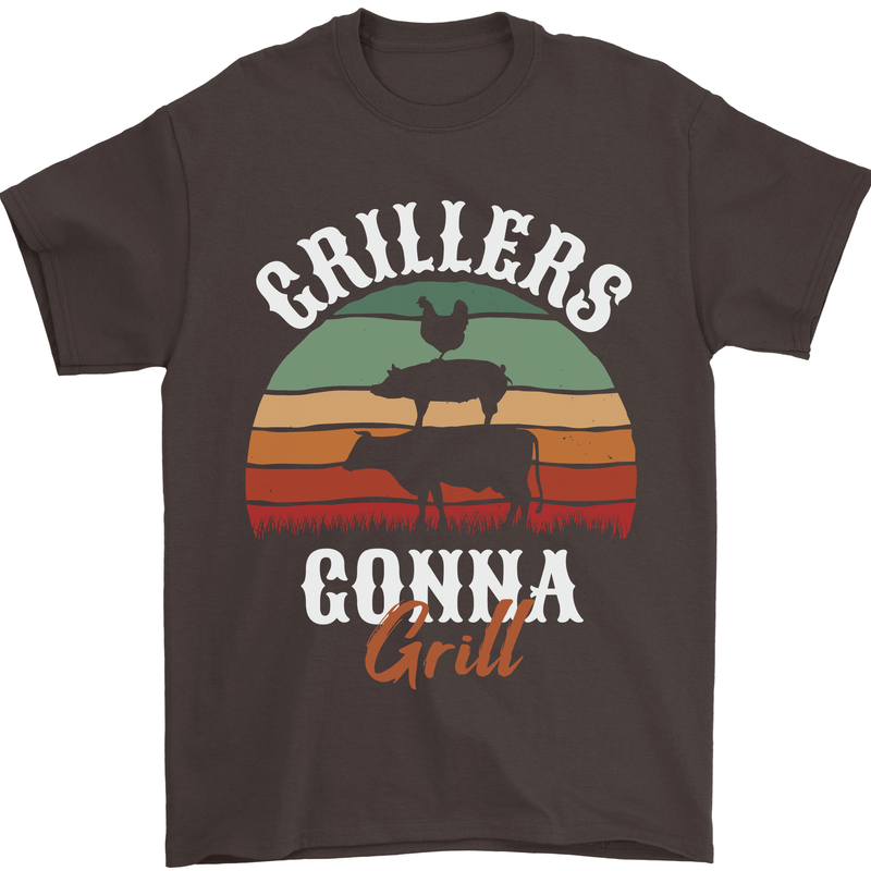 Grillers Gonna Grill BBQ Food Mens T-Shirt 100% Cotton Dark Chocolate