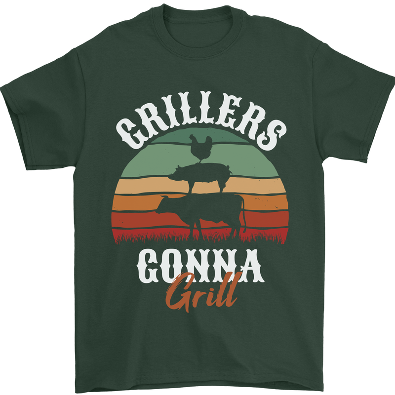 Grillers Gonna Grill BBQ Food Mens T-Shirt 100% Cotton Forest Green