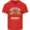 Grillers Gonna Grill BBQ Food Mens V-Neck Cotton T-Shirt Red