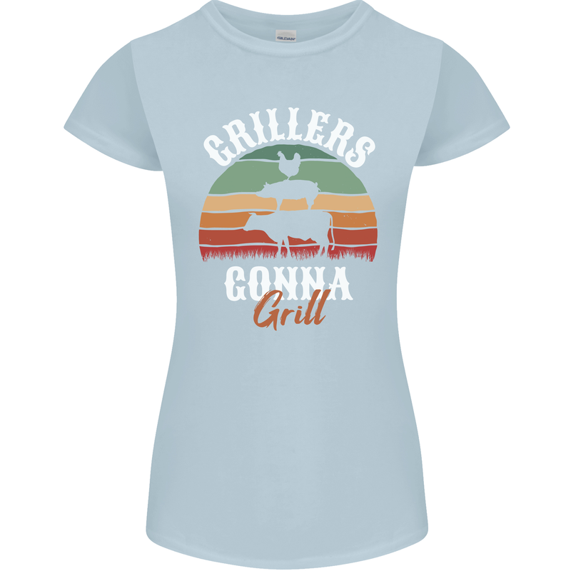 Grillers Gonna Grill BBQ Food Womens Petite Cut T-Shirt Light Blue