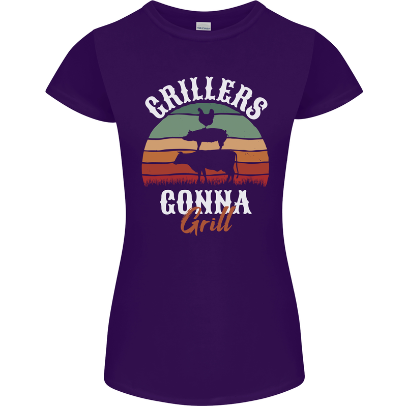 Grillers Gonna Grill BBQ Food Womens Petite Cut T-Shirt Purple