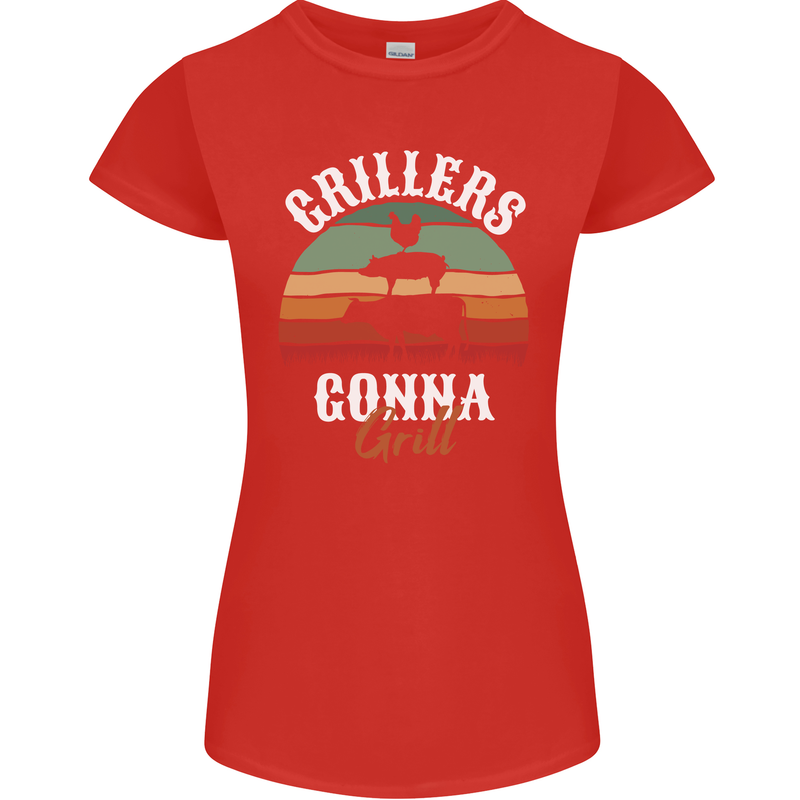 Grillers Gonna Grill BBQ Food Womens Petite Cut T-Shirt Red