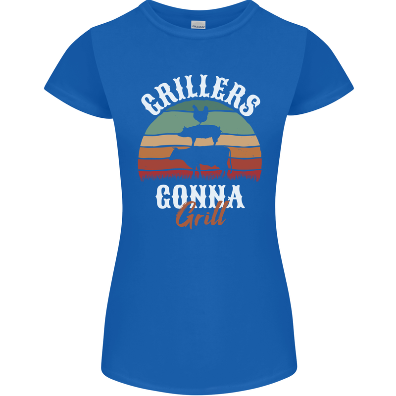 Grillers Gonna Grill BBQ Food Womens Petite Cut T-Shirt Royal Blue