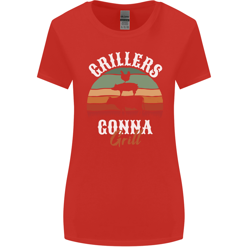 Grillers Gonna Grill BBQ Food Womens Wider Cut T-Shirt Red