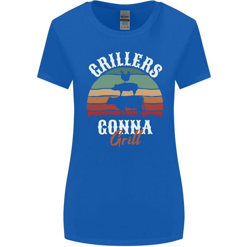 Grillers Gonna Grill BBQ Food Womens Wider Cut T-Shirt Royal Blue