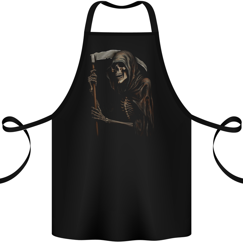 Grim Reaper Gothic Heavy Metal Skull Cotton Apron 100% Organic Black