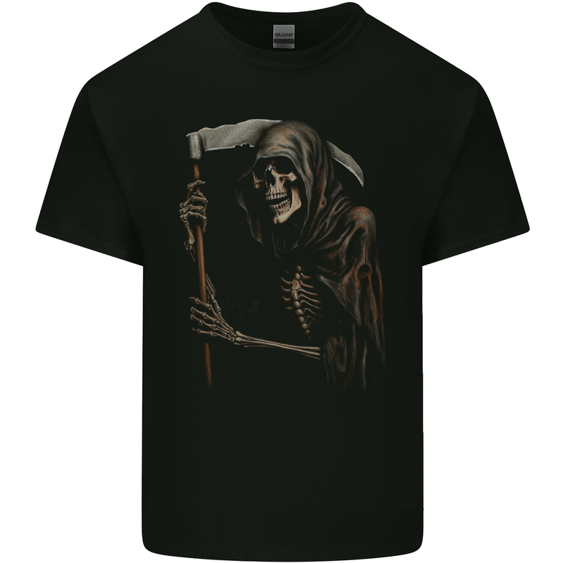 Grim Reaper Gothic Heavy Metal Skull Kids T-Shirt Childrens Black