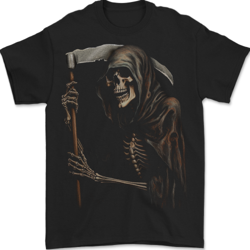 Grim Reaper Gothic Heavy Metal Skull Mens T-Shirt 100% Cotton BLACK