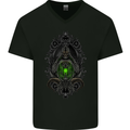 Grim Reaper Gothic Skull Heavy Metal Lantern Mens V-Neck Cotton T-Shirt Black