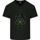 Grim Reaper Gothic Skull Heavy Metal Lantern Mens V-Neck Cotton T-Shirt Black