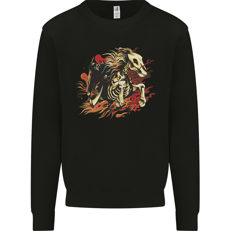Grim Reaper Horse From Hell Kids Sweatshirt Jumper Black
