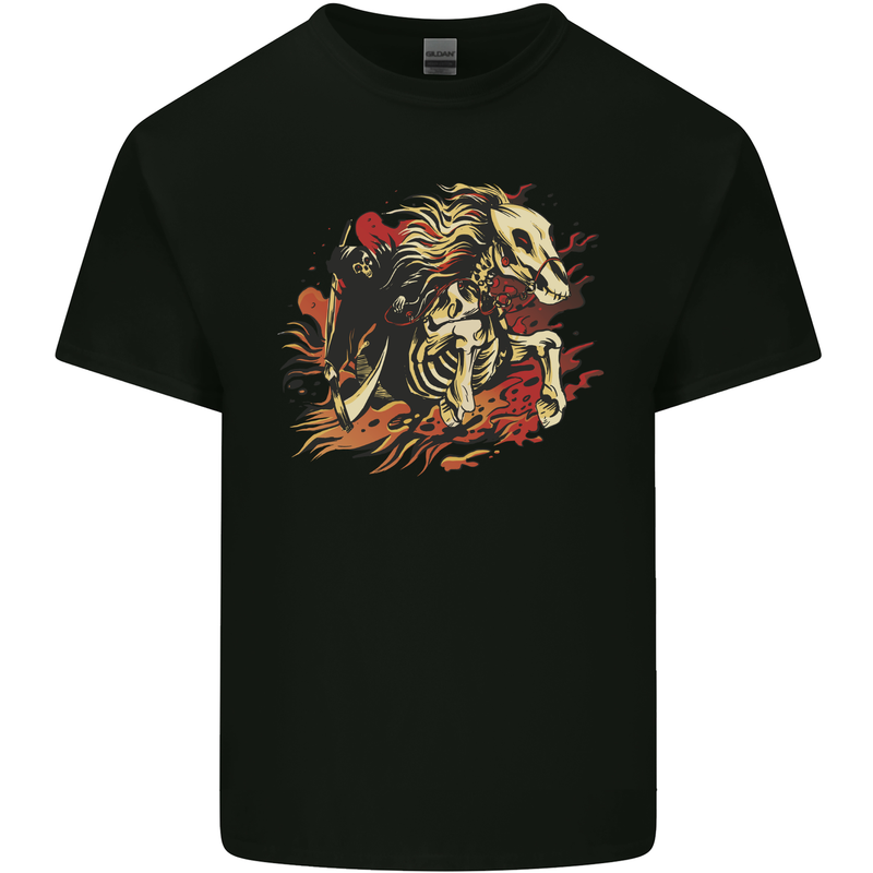 Grim Reaper Horse From Hell Kids T-Shirt Childrens Black