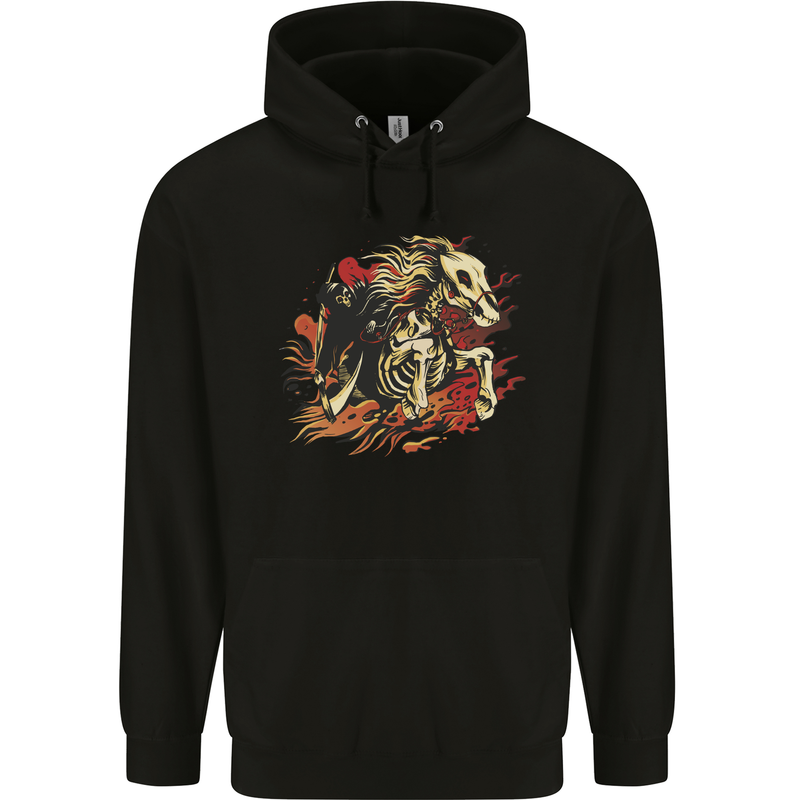 Grim Reaper Horse From Hell Mens 80% Cotton Hoodie Black