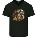 Grim Reaper Horse From Hell Mens V-Neck Cotton T-Shirt Black