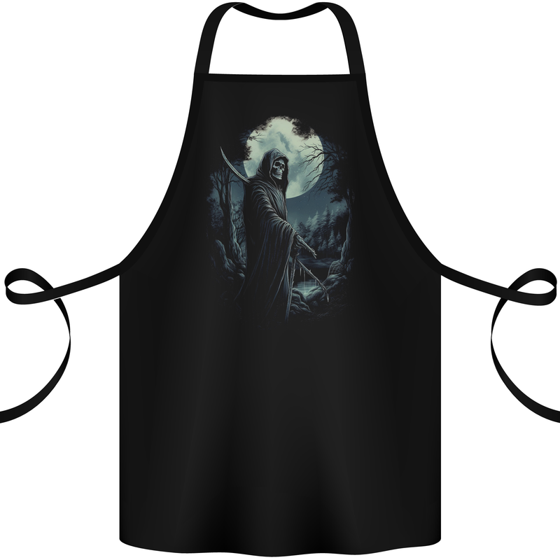Grim Reaper Returning From Hell Skull Cotton Apron 100% Organic Black