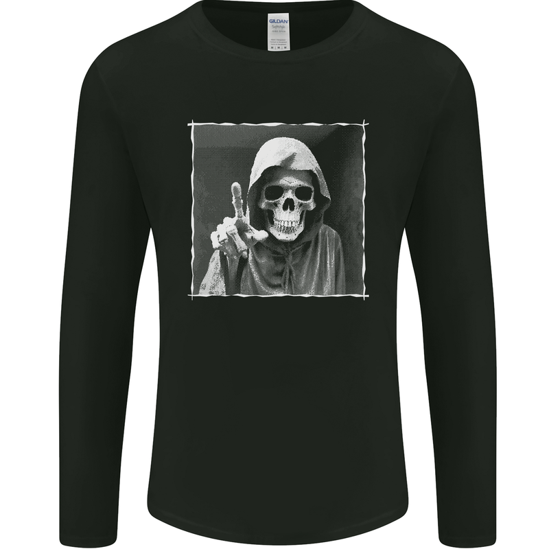 Grim Reaper Skull Mens Long Sleeve T-Shirt Black