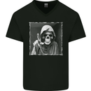 Grim Reaper Skull Mens V-Neck Cotton T-Shirt Black